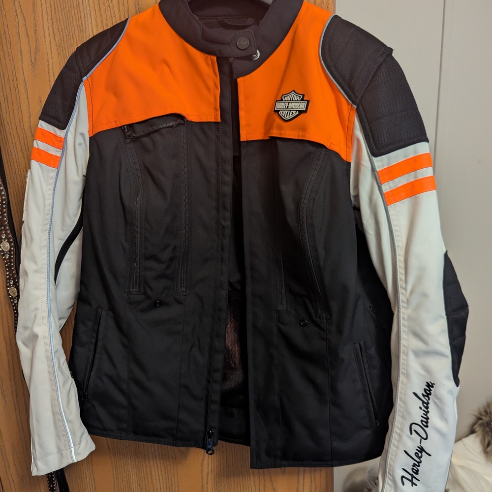 Harley-Davidson Black, Orange, and White Riding Jacket